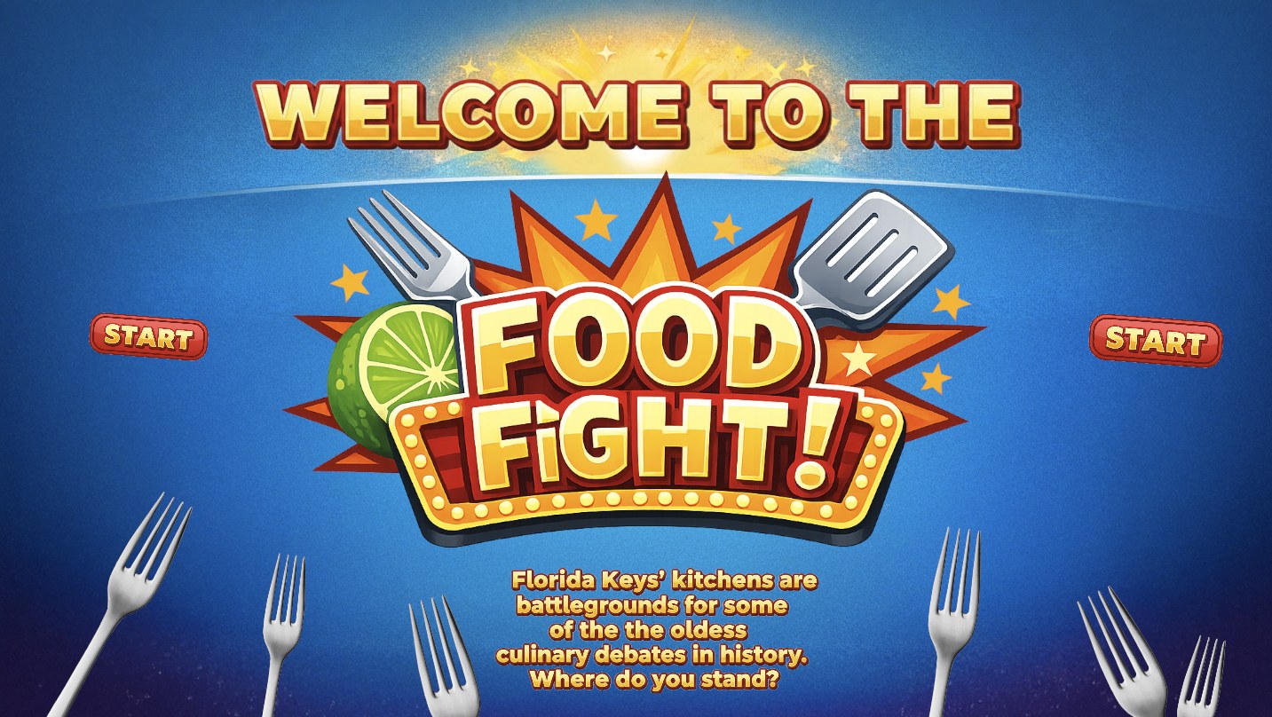 Food Fight! dual-player voting kiosk on Key West culinary debates